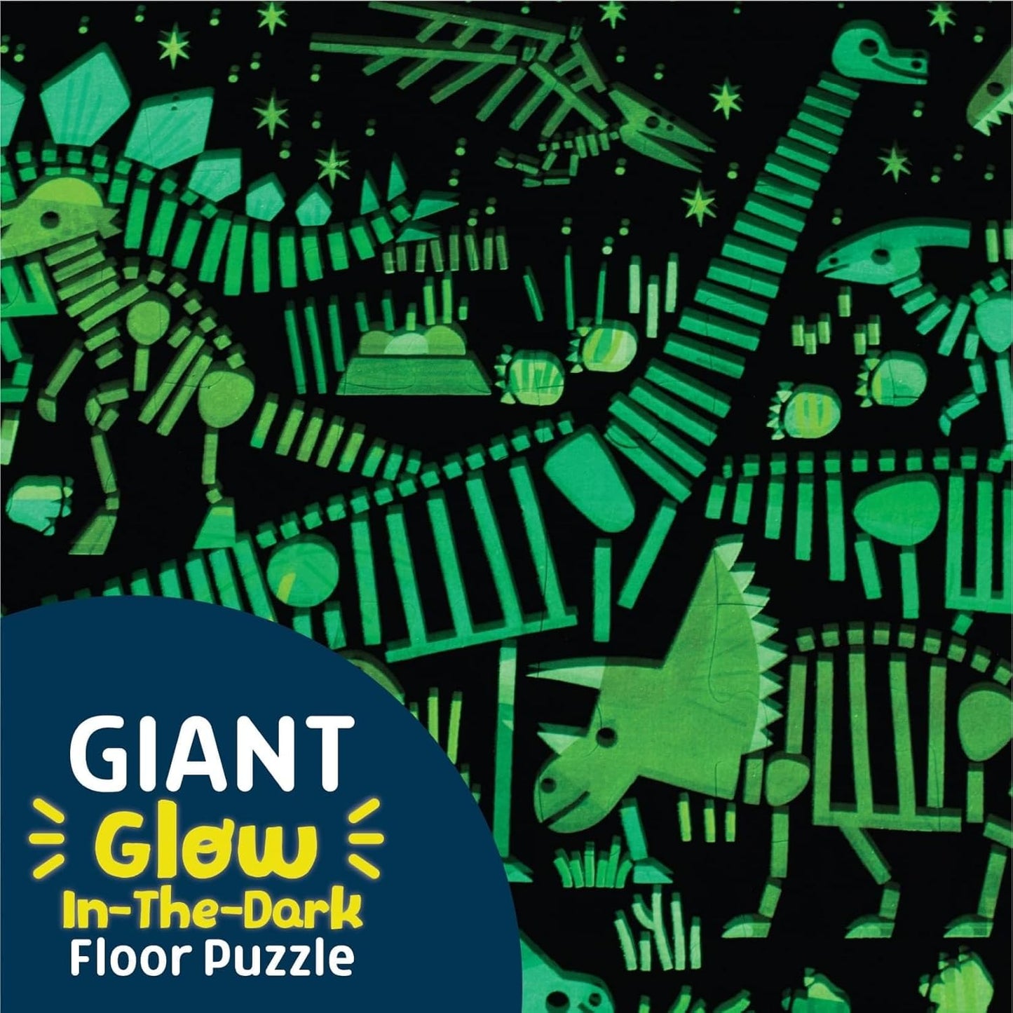 Chuckle & Roar Dinosaur Glow Floor Puzzle 50 Piece Kids Puzzle - Giant 2 x 3 Foot Glow in The Dark Preschool Puzzle - Large Pieces for Ages 4+ - Educational Dinosaur Puzzle for Screen Free Time