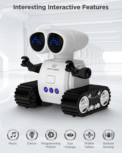 Robot Toys for Kids, Rechargeable Remote Control Robot Toys with Walkie Talkies, Programming, Gesture Sensing, Music, Changeable Eyes Function, RC Robot Toys Gifts for 6-12 Year Old Boys Girls