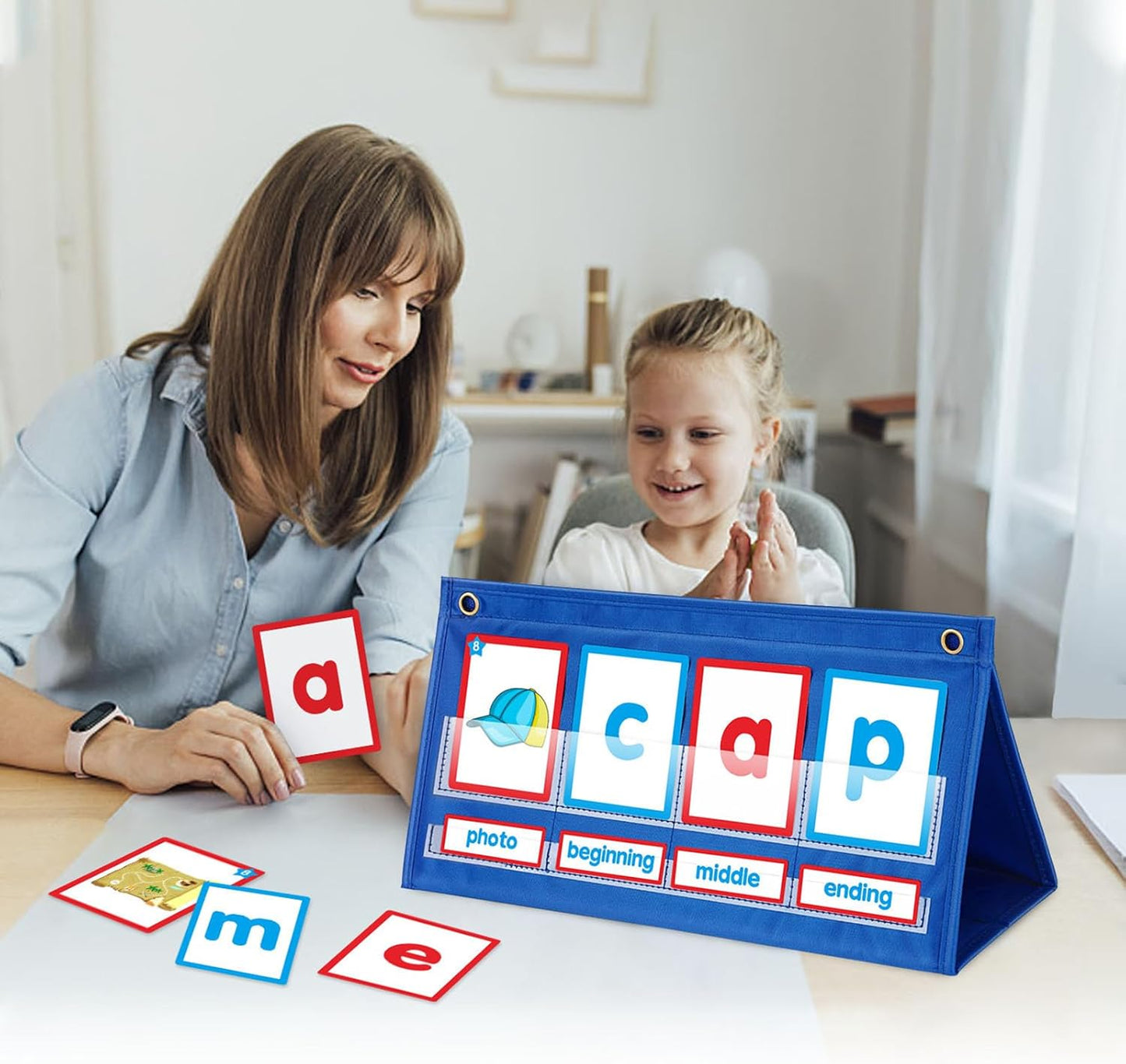 Word Building Desktop Tent Cards Set CVC Words Phonics Games Chart Kindergarten Spelling Education Toy