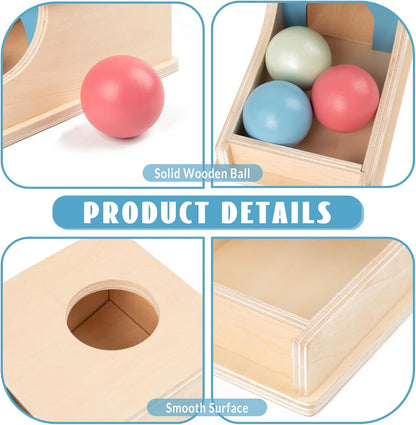 Busy edition Montessori Toys for Babies 6-12 Months Object Permanence Box Wooden Ball Drop Toy Play for 6 Month 1 2 3 Year Old Toddlers Infant Early Age Toy
