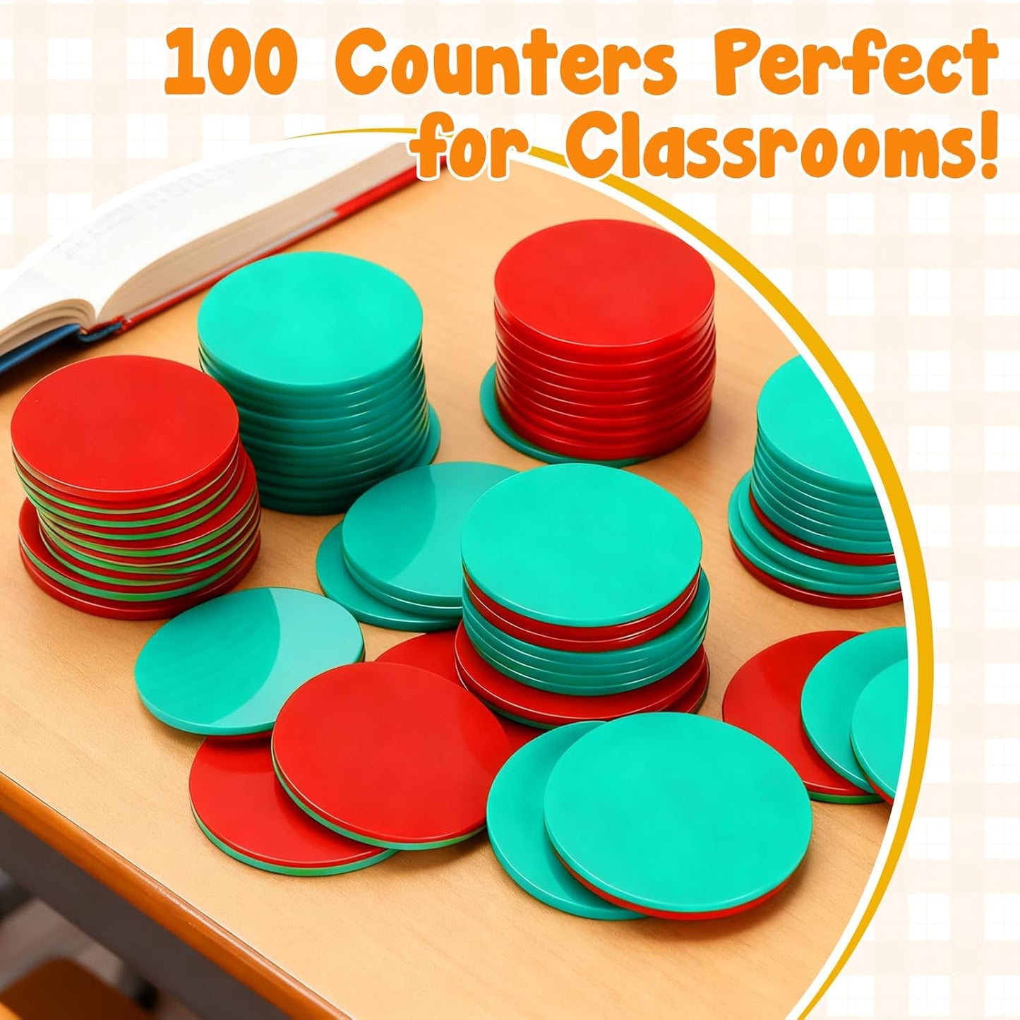 100 Pieces Learning Counters Two Color Counters for Math Practice Bingo Chips Math Counters for Kids for Game Classroom