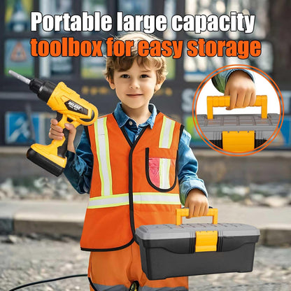 Kids Tool Set – Zealous 48 pcs Toddler Tool Set with Tool Box & Electronic Toy Drill, Pretend Play Kids Toys, Toy Construction Tools for Kids Ages 3,4,5,6,7,8 Years Old (A-Orange)