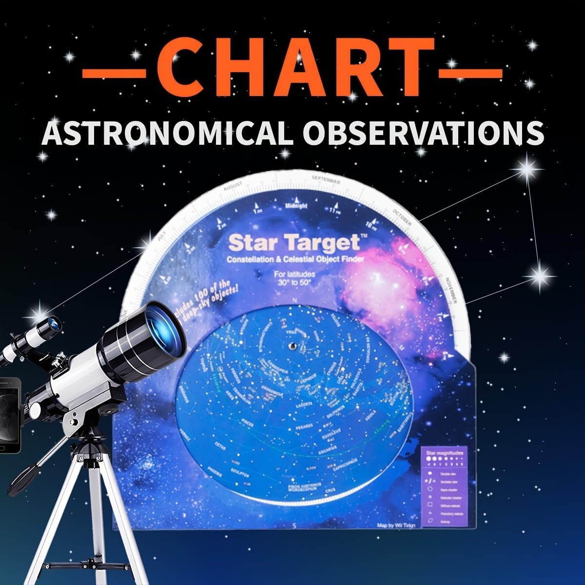 150x Telescope, 70mm Aperture Telescope, High Magnification, Portable Astronomical Telescope (White)