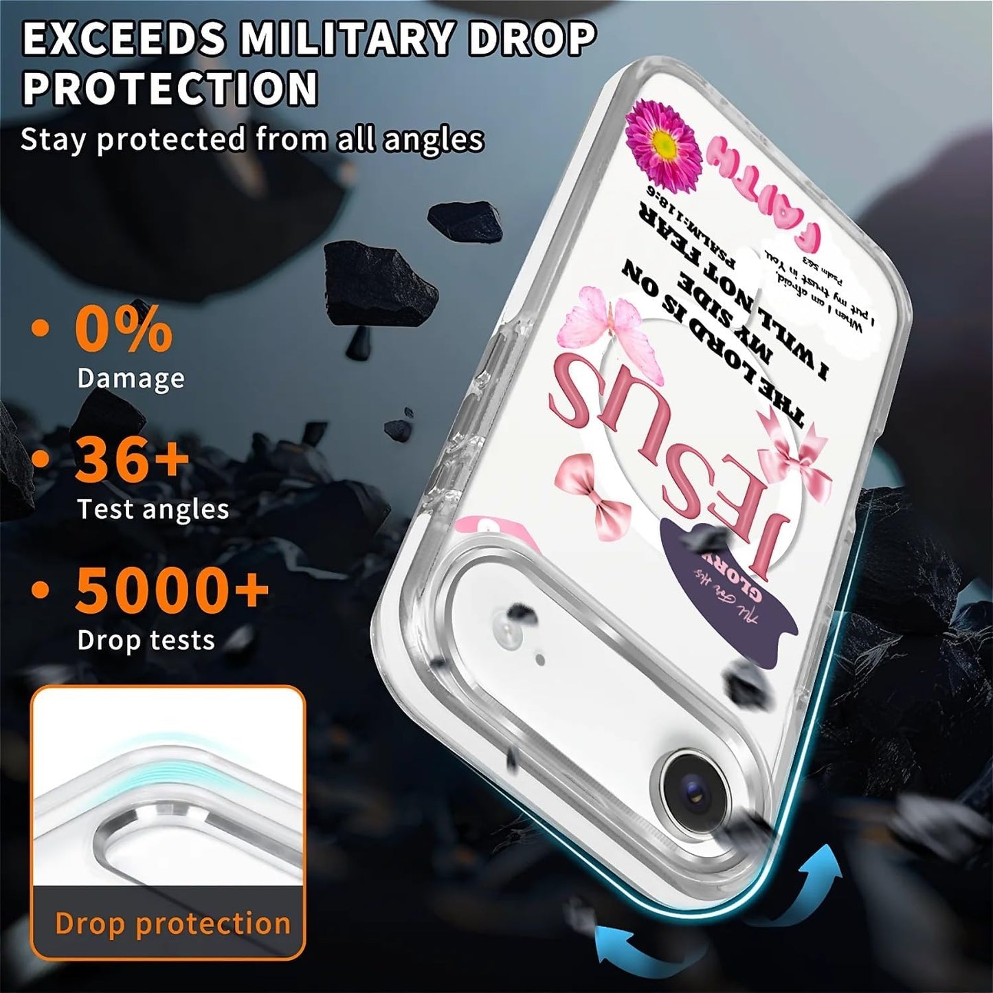 for iPhone 17 Pro Max Case [Compatible with Magsafe],Girls Women Clear Magnetic Case Silicone Shockproof Protective Cover with Pattern Colorful Motivational Letters