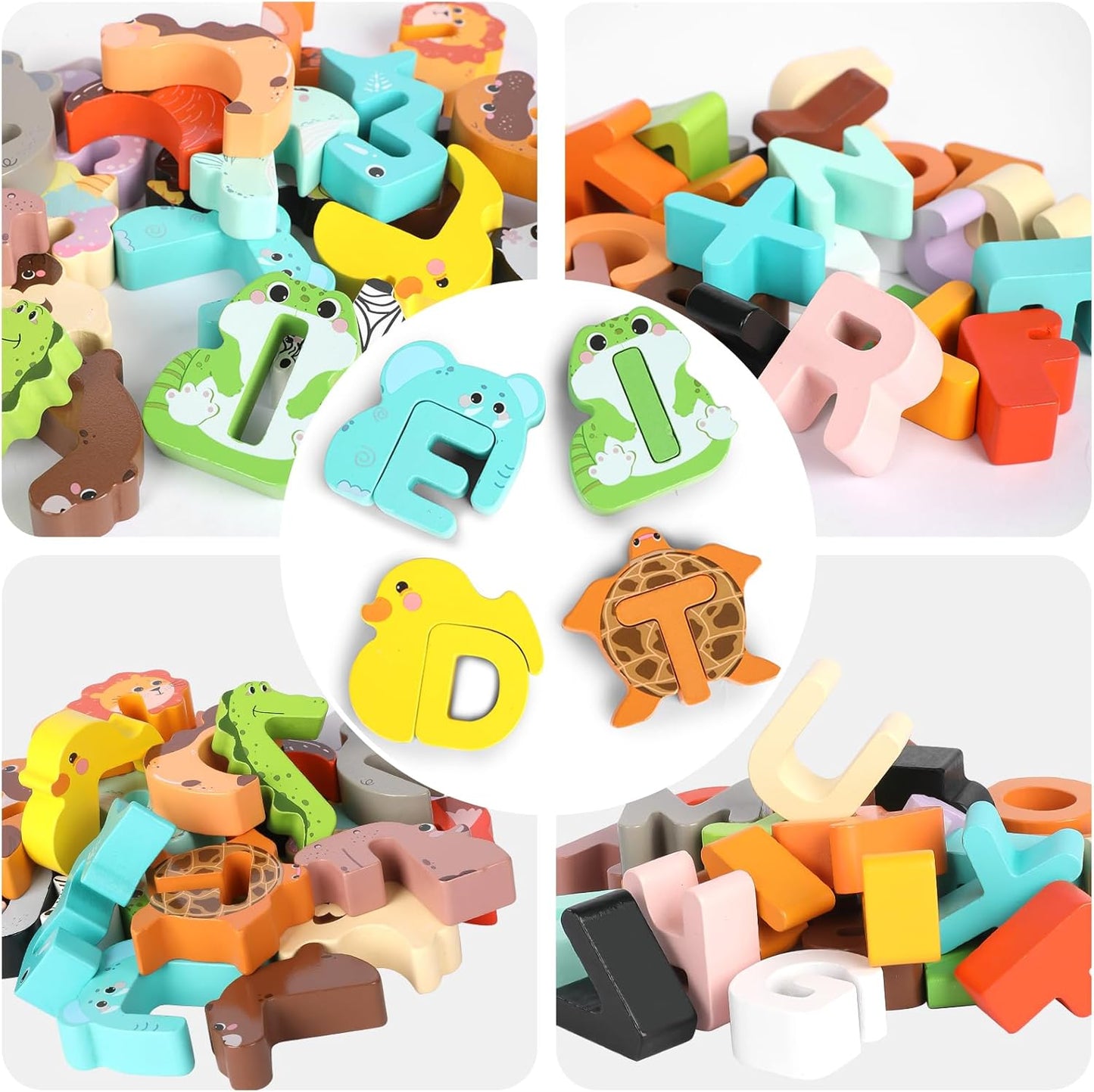 Animal Alphabet Puzzle Matching Game - Wooden Alphabet Learning Toys, ABC Puzzles for Toddlers 2-4, Montessori Educational Toys for Kids Ages 3-5 Up