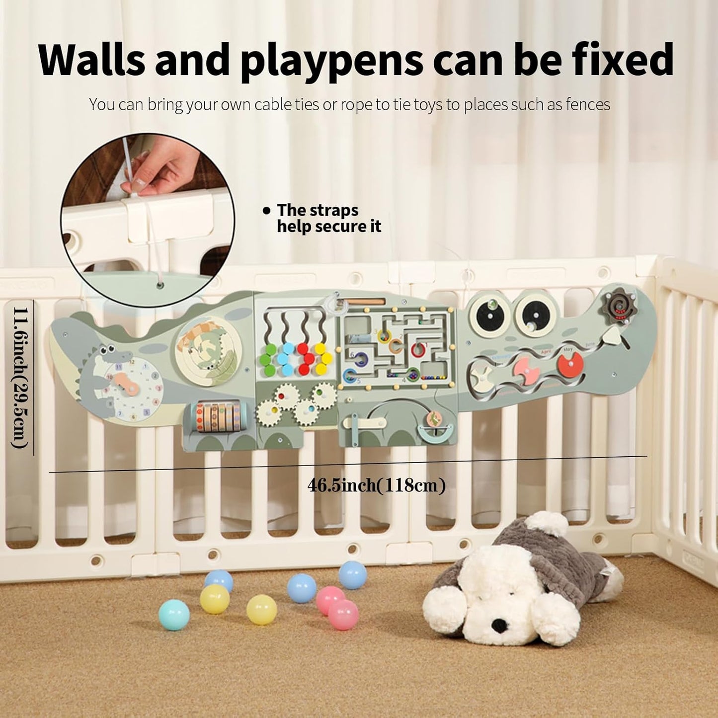 Wooden Sensory Wall Panel for Kids Activity Wall Busy Board with Wooden Toolboxes, Kitchen, Doctor Kit & More! Wall-Mounted Learning Toy for Preschoolers (3+), STEM Play