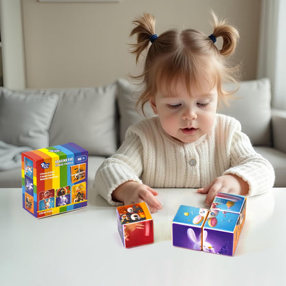 Pairez Toys Random 4 Sets of Magnetic Blocks for Toddlers, 4 Packs Total 16 PCS & 24 Patterns, Magnetic Puzzles for Kids 1-3, Preschool Learning Classroom Must Haves Puzzle Toys