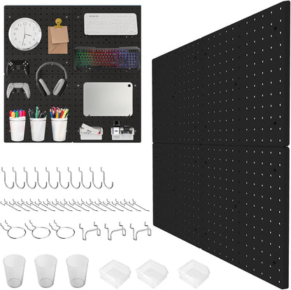 FZK Peg Board with Hooks, Plastic Pegboard Kit with 4 White Pegboards and Accessories, Peg Board Wall Organizer for Office and Craft Room
