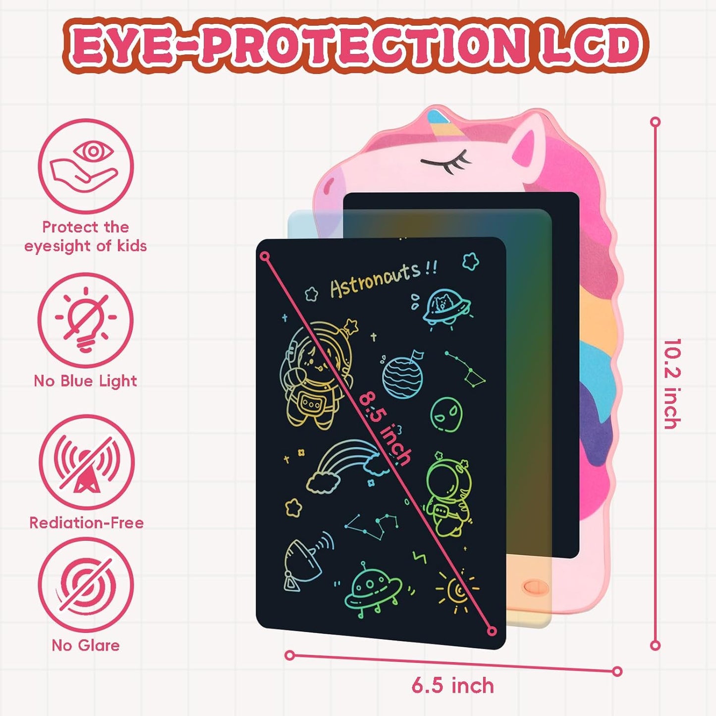 LCD Doodle Board Dinosaur Writing Tablet for Kids Toys, 8.5 Inch Colorful Todder Drawing Pad for Educational Learning Gift in Christmas Birthday Suitable for 3 4 5-8 Years Old Boys Girls (Green)