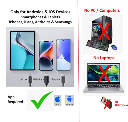 USB Digital Microscope, 50x-1600x Magnification Handheld, 1920P HD 8 LED Lights, Portable Pocket Microscope, Compatible with iOS and Android Devices, +2MP Magnifier Camera, No PC Support