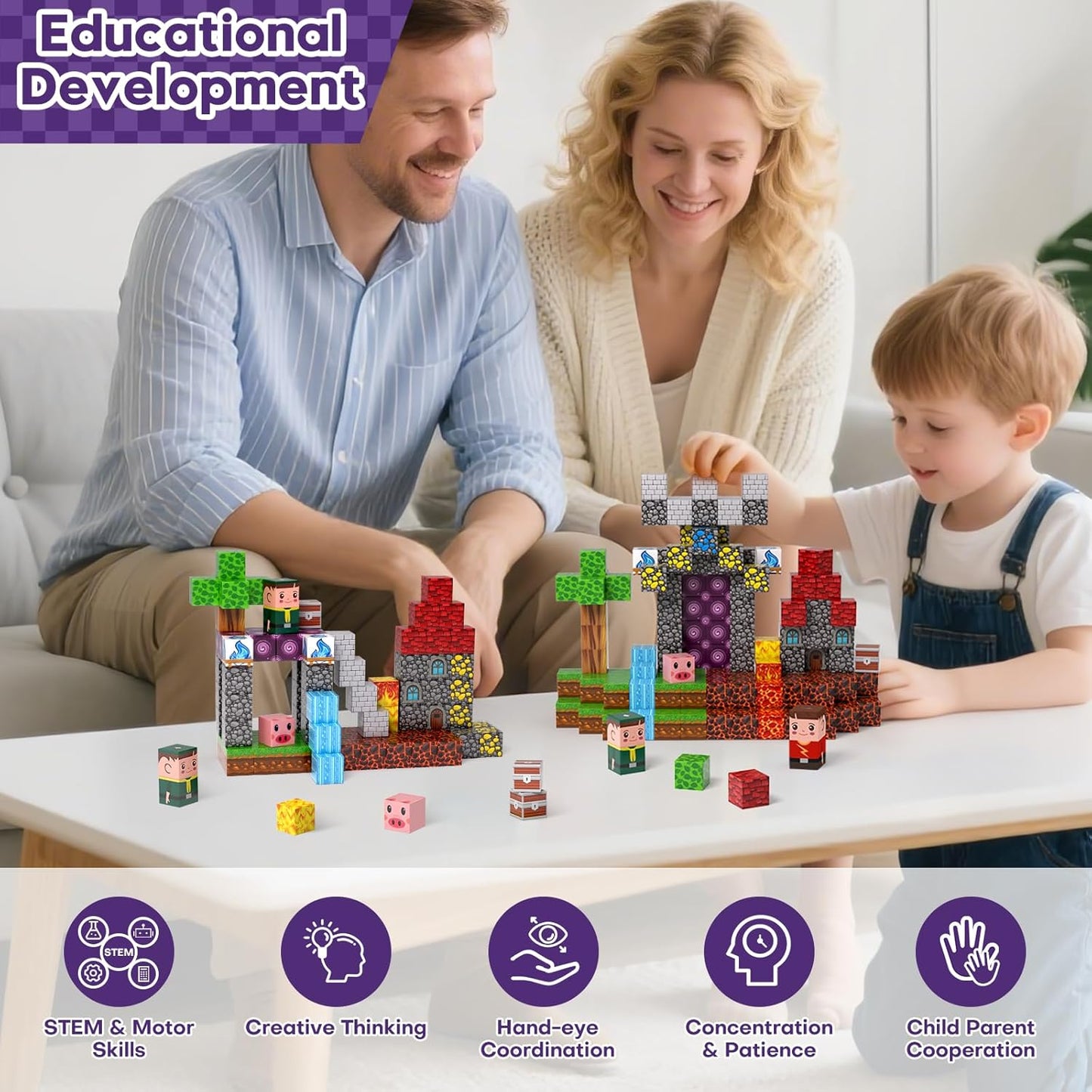 Magnetic Blocks, Magnetic Building Blocks Gryxpox, Magnet Tiles with Adventure World Blocks Toy, Magnetic Blocks For Kids Ages 4-8, STEM Sensory Toys for Ages 3+ Toddlers Kids Girl Boys Birthday Gifts