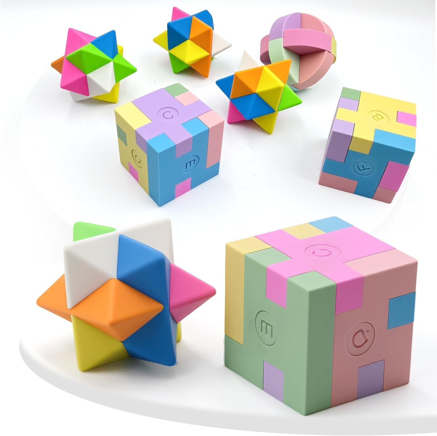 PROLOSO 15 Pcs Puzzle Cube Pencil Erasers Kids Party Favors Classroom Student Prizes Brain Teasers