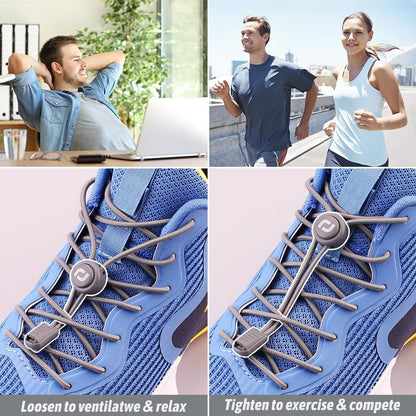 RJ-Sport Tieless Elastic Shoe Laces - Heavy Duty No Tie Shoelaces for Kids and Adult with Strong Lock and Speed Shoestrings