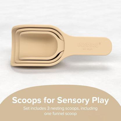 Inspire My Play - 3 x Silicone Nesting Scoops - Perfect for Sensory PlayTray - Sensory Bin Accessories - Special Education Classroom Supplies - Montessori Education Toys - Multi-Purpose Shovel - Coral