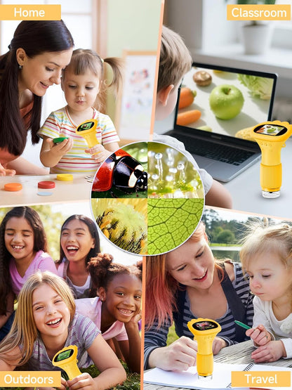 Acoath Microscope for Kids, 1000X Handheld Digital Miniscope with 2.0" Screen, Portable Pocket Microscope Education Toys Birthday Gifts for Age 3 4 5 6 7 8 9 10 Girls Boys