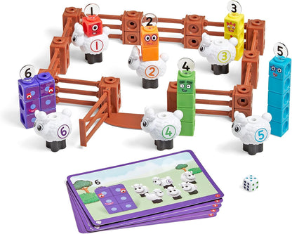 Learning Resources Resources-HM96093UK Numberblocks MathLink Cubes Sheep Counting Set, 3-6, Number Toys, Farm Game, Includes 10 Math Activities, Multicolor (HM96093-UK)