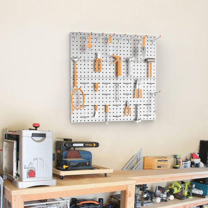 TORACK Metal Pegboard Wall Organizer 24" x 24" or 12" x 48", 70 PCS Tools Storage Pegboard for Garage Tool Organizer Pegboard with Peg Board Hooks for Workbench(Blue)