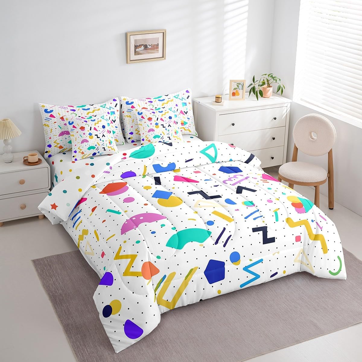 Erosebridal Chemical Equation Bed in a Bag Queen Comforter Set 7 Piece,Chemistry Bedding Sets Science Students Learning Gift Sheet Set with Comforter,Molecular Formula Education Bed Set - Colors B