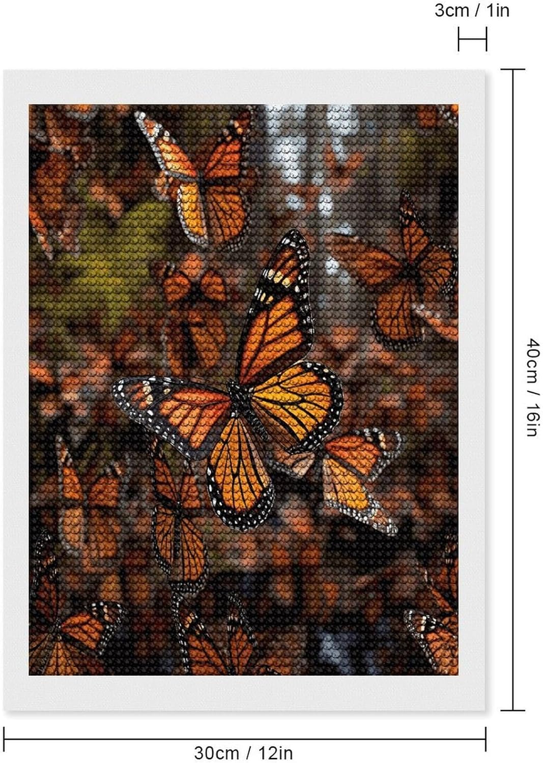 VstaDank Monarch Butterflies Diamond Painting Kits Exquisite DIY Full Round Drill Diamond Dots Painting for Adults Beginner Diamond Photo Paint with Diamond Picture Art Wall Decor 12"x20"