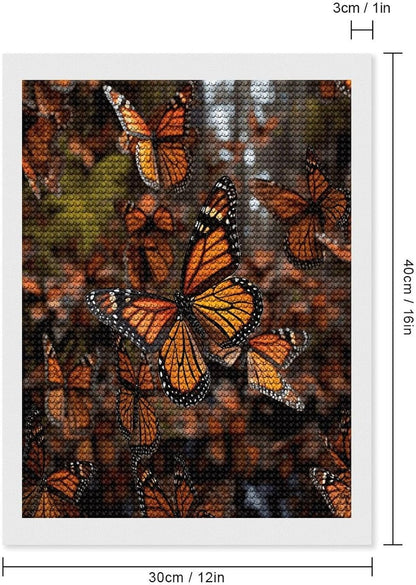 VstaDank Monarch Butterflies Diamond Painting Kits Exquisite DIY Full Round Drill Diamond Dots Painting for Adults Beginner Diamond Photo Paint with Diamond Picture Art Wall Decor 12"x20"