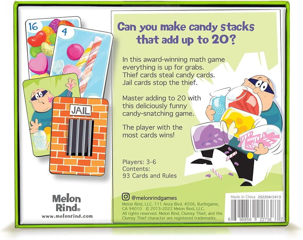 Melon Rind Clumsy Thief Math Game for Kids Ages 8+, Educational for Kid's Learning and Confidence Building, Fun Math Card Game for 3-6 Players Adding to 100