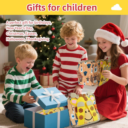 Montessori Busy Book, Suitable for Toddlers Aged 1-3, Felt Sensory Activity Book, Children's Travel Toy, Quiet Book Busy Board, Birthday Gift for Boys and Girls
