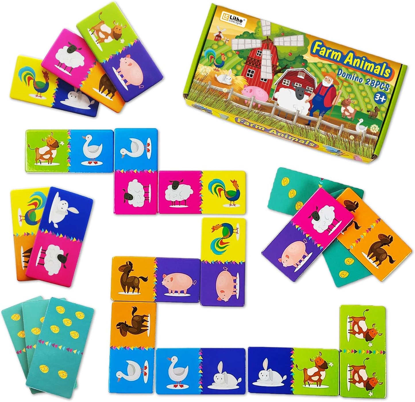 Double-Side Dominoes Games,Animal Dominoes for Kids Ages 4-8,Super Fun Family Game,Make A Great Gift for Preschool,Educational Toys for 3+ Year Old