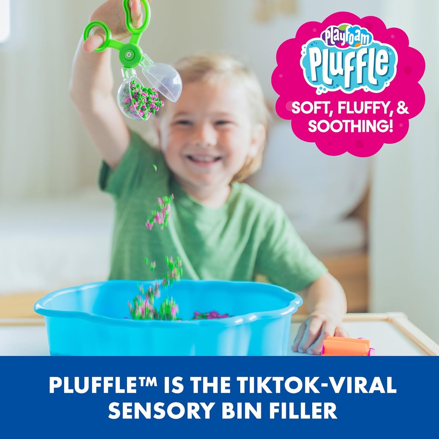 Educational Insights Pluffle Preschool Sensory Bin - Sensory Play Foam Set, NoMess Alternative to Sand Toys & Slime, Table Filler for Home or Classroom, Gift for Kids Ages 3+