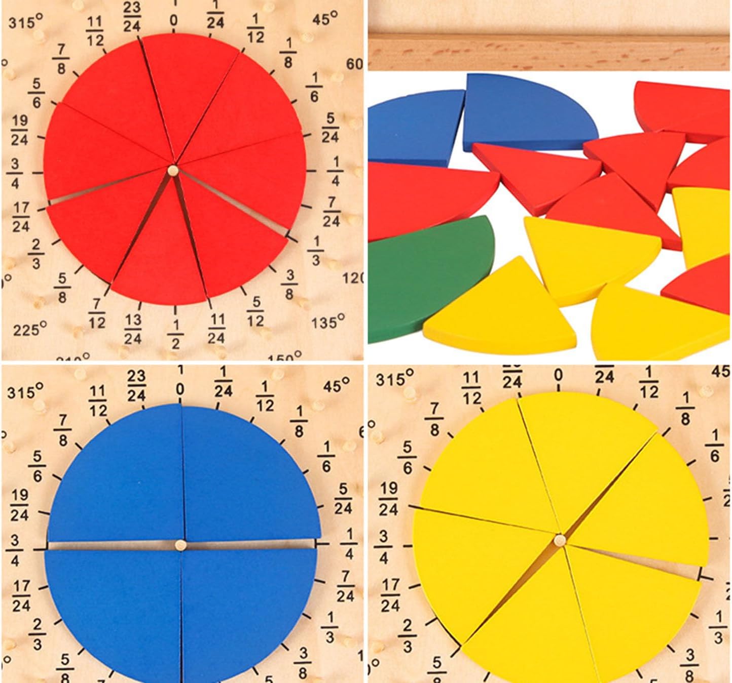 Montessori Fraction Circle Board, Wooden Math Manipulatives for Kids Early Learning