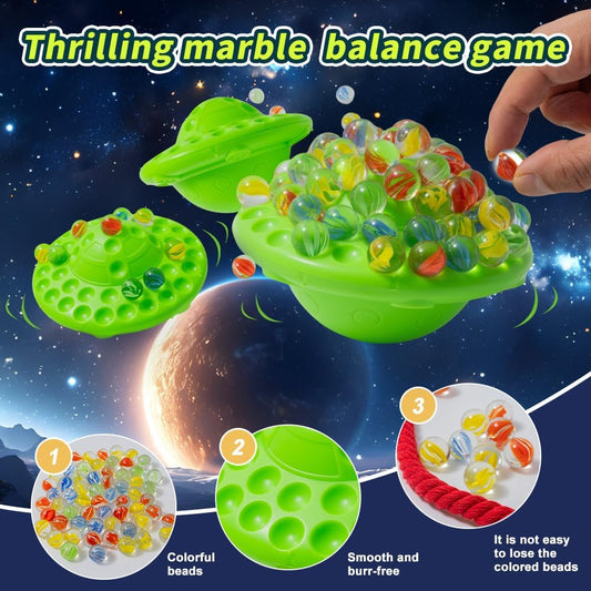 Marbles Balance Game for Kids - 60 Colorful Marbles Built-in Storage, Fun Family Party Games,Challenge Board Games for Kids & Adults,1-4 Players, Christmas Birthday Gifts Toys for Kids