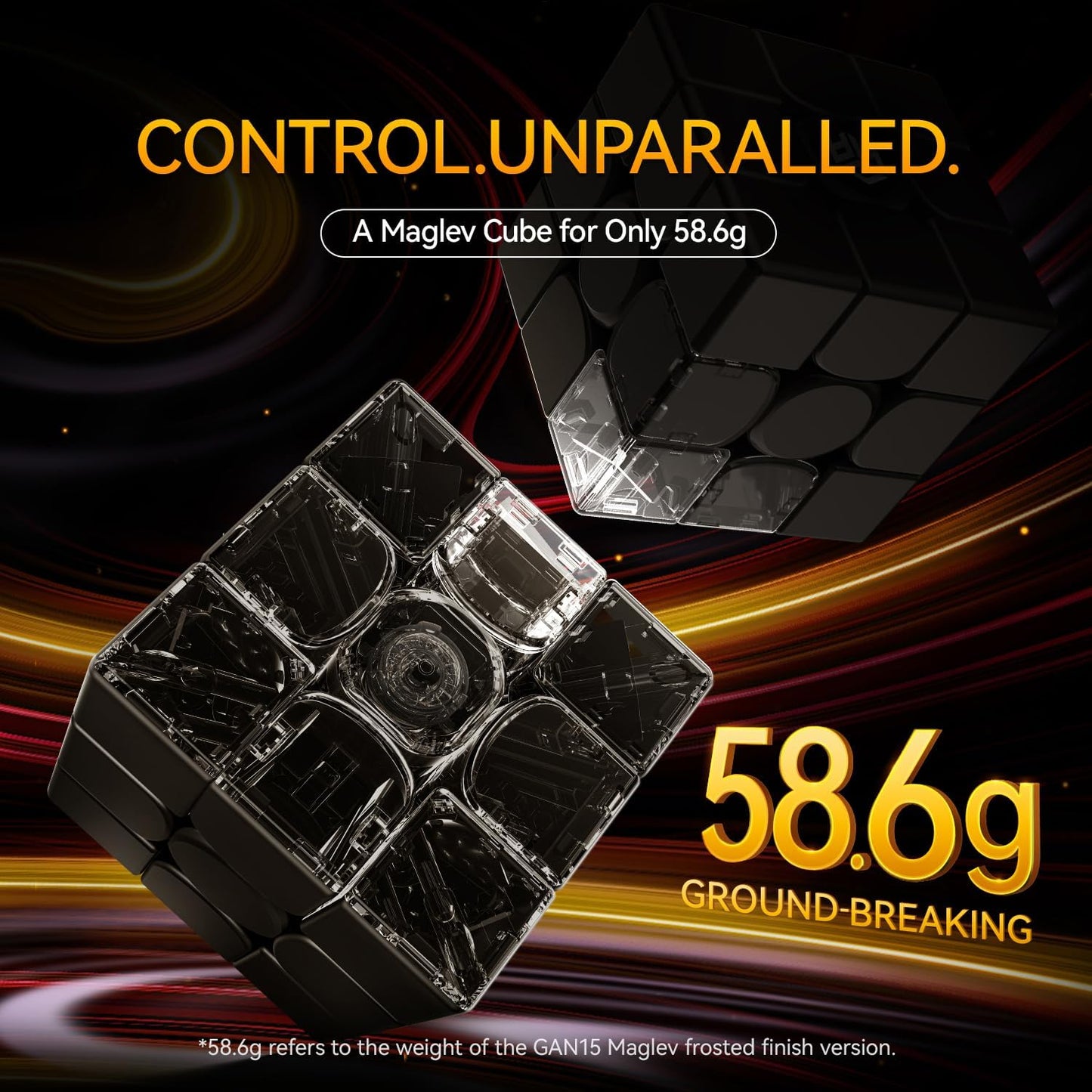 GAN 15 Maglev Speed Cube 3x3, GAN Magnetic Cube Perfectly Combines Weight, Magnet and Structure, 58.6g Ultra-Lightweight, Brain Teasers Puzzle Cube for Kids Adults, Flagship Speedcube Frost Version