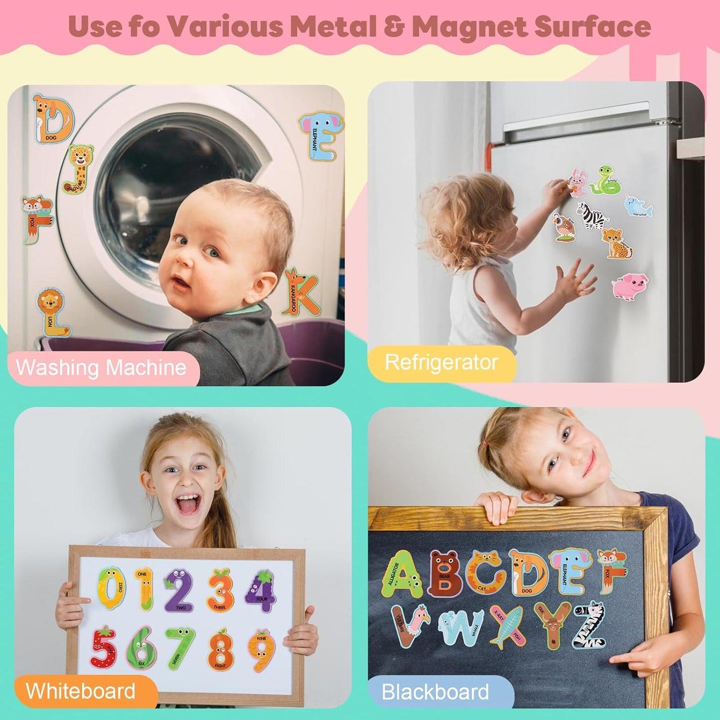 Thboxes 26 A-Z Objects Fridge Magnets for Toddlers,Large Size Colorful Refrigerator Magnets Magnetic Toys Cute Kids Learning Toys Preschool Educational Gifts for Kids Toddlers 3-5