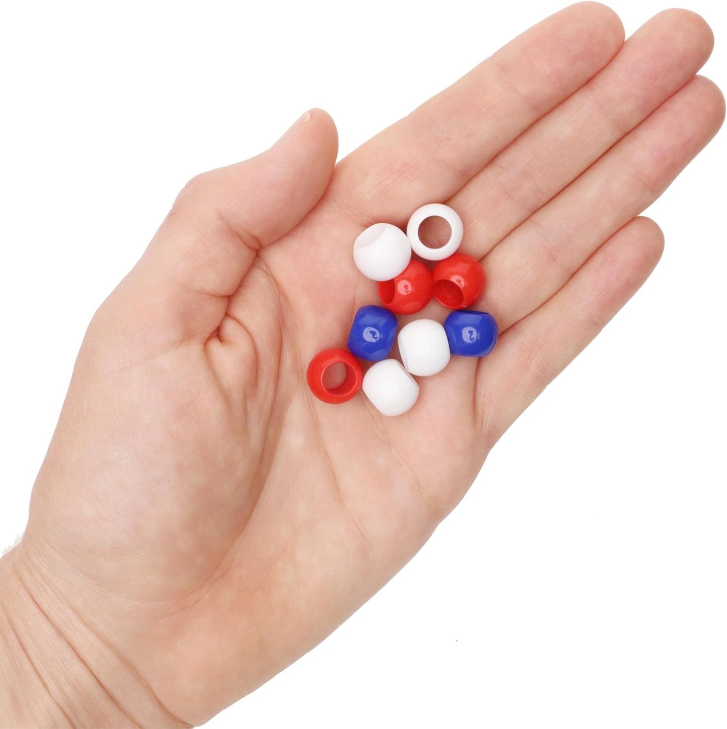 300 Acrylic Large Hole Beads for Crafts and for Hair 10mm x 12mm Acrylic Barrel Beads with 5.7mm Large Hole, Glossy Primary Assortment