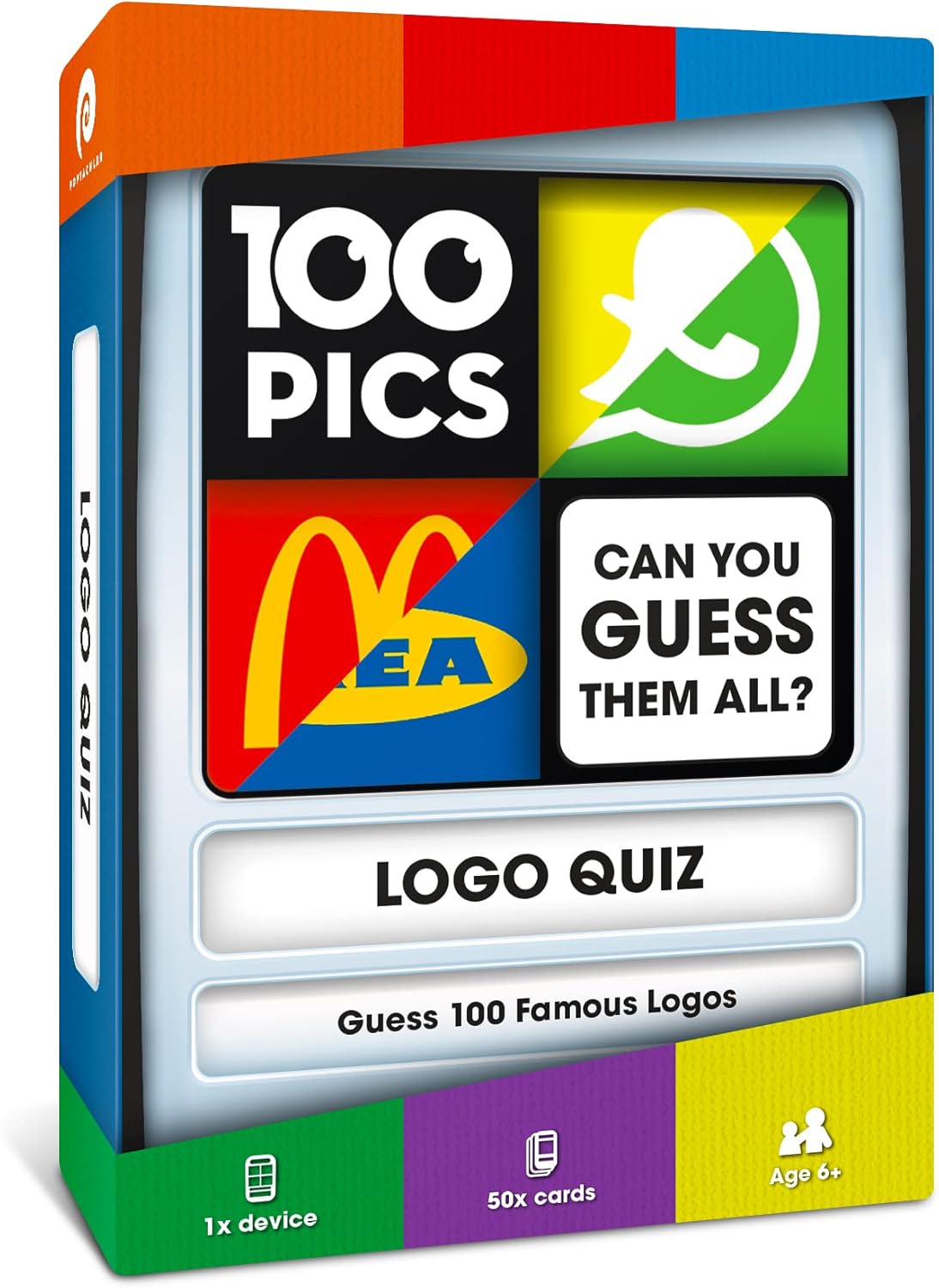 100 PICS Brain Teasers Travel Game - Solve 100 Puzzles | Flash Cards with Slide Reveal Case | Card Game, Gift, Stocking Stuffer | Hours of Fun for Kids and Adults | Age 6+