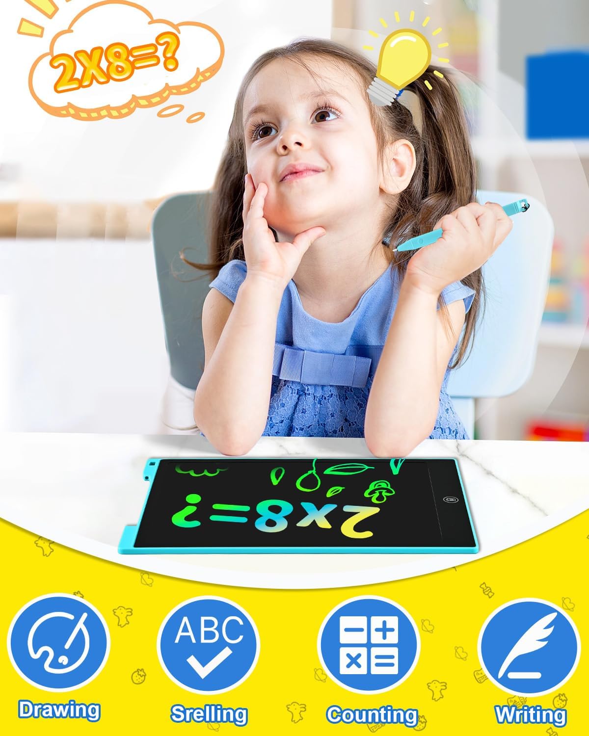 cimetech Toddler Girl Gifts, LCD Writing Tablet 2 Pack, Kids Toys for 3 4 5 6 Year Old Boys, 8.5 Inch Drawing Pad Painting Coloring Books, Travel Essentials Activities, Birthday Gifts Toddler Age 1-3