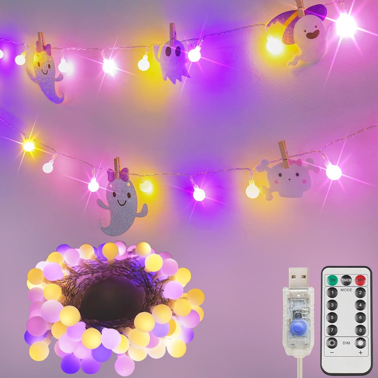 suddus String Lights for Bedroom, 66ft 200 Led Connectable Globe String Lights Indoor, Hanging Fairy Lights Plug in with Remote for Kids Room Dorm Classroom Outdoor Christmas Tree Decor, Warm White