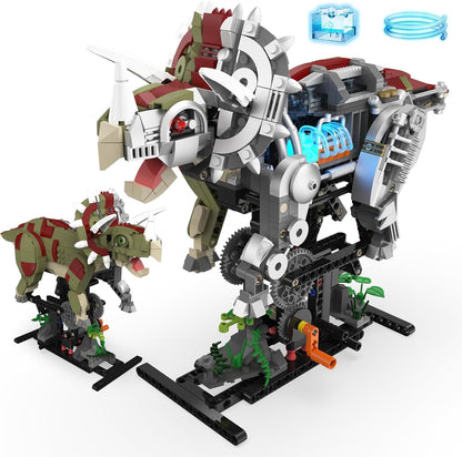 Mechanical T-Rex Dinosaur Building Set with Lights, Rotatable Components & Display Stand, STEM Building Toy for Boys 8-14, Home Office Decor for Adults, Mechanical Enthusiasts (730PCS)