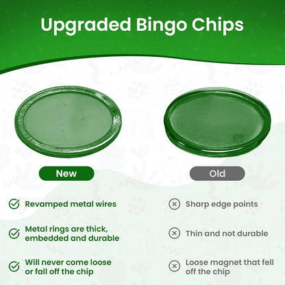 MR CHIPS Made in USA Upgraded Bingo Magnetic Wand & 200 Pieces ¾ Inch Red Plastic Chips with Metal Rings - Support American Jobs