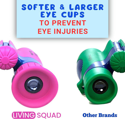 Kids Binoculars 8x21 Shockproof Green - Ages 3-12 with Case Neck Strap Compass Carabiner | High Resolution Optics for Bird Watching Camping Hiking | Birthday Gift Boys Girls