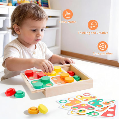WOODMAM Montessori Toys for Babies 7-12 Months, 9 in 1 Educational Wooden Toys Set, Includes Object Permanent Box, Stacking Cups, Mirror Puzzle, Ring Stacker and More