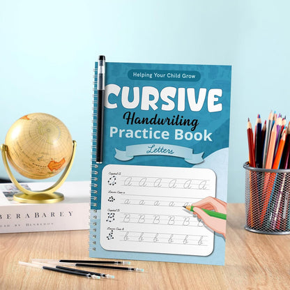 Gilprop Cursive Handwriting Kits Groove Cursive Handwriting Practice Copybook Reusable Letter Tracing Book with Special Ink for Letters Home Learning Supplies, 10.2 x 7.1