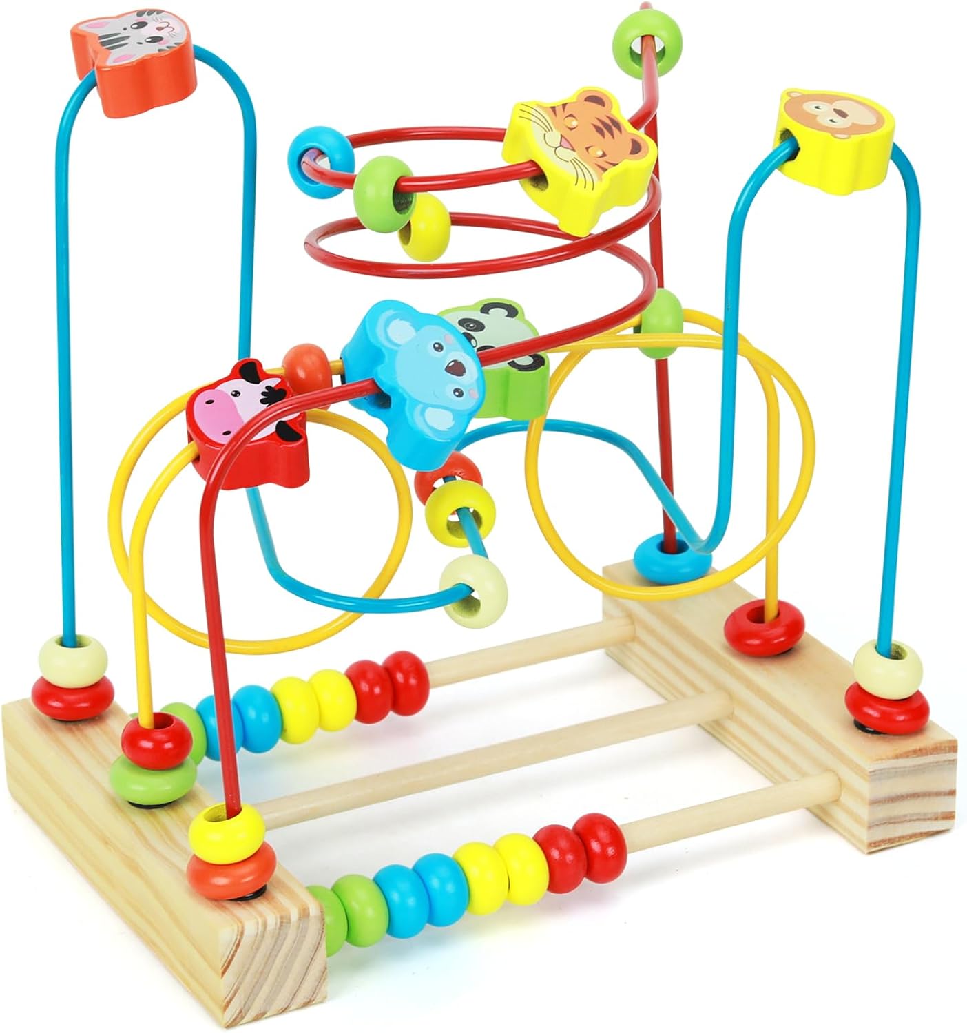QZMTOY Bead Maze Toy for Toddlers Wooden Bead Toys Colorful Roller Coaster Preschool Educational Toys for Kids Classic Birthdday Gift for Toddlers Baby Infant Boys Girls…