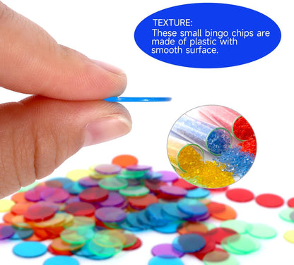 GSE Games & Sports Expert Blue Bingo Chips, 500 Pieces 3/4-Inch High-Contrast Transparent Counting Chips for Bingo Games, Parties