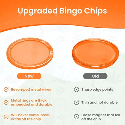 MR CHIPS Made in USA Upgraded Bingo Magnetic Wand & 200 Pieces ¾ Inch Red Plastic Chips with Metal Rings - Support American Jobs