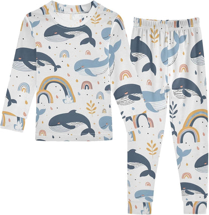 ALAZA Shark Starfish Palm Tree 2 Piece Pajama Set Long Sleeve Top and Pants Sleepwear Unisex - Colors A