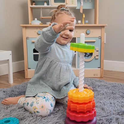 LUCKFUTURE Educational Spinning Stacking Toys, Rainbow Stacking Rings Baby Toy, Montessori Sensory Learning Toy for Girls and Boys Toddlers Toys for 1-3 Year Old