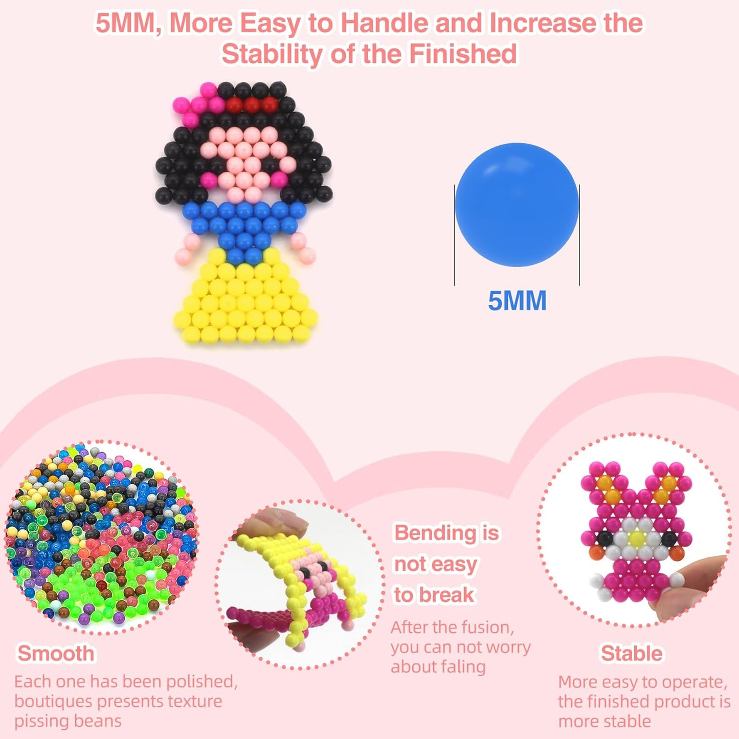 Liangding Fuse Beads Kit for Girls Ages 6+ – 4400 Pcs 5mm Beads in 32 Colors with Spray Bottle, Puzzle Guide, Clamps & Chains | Creative DIY Arts & Crafts Gift