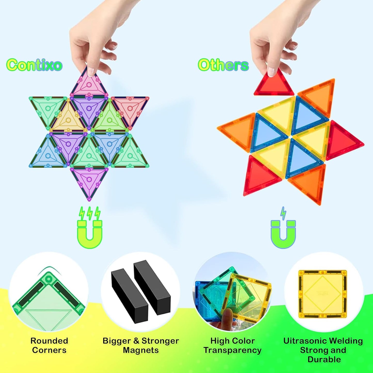 Contixo STEM Building Toys - 110 pcs Marble 3D Magnetic Run Tiles Learning Stacking Educational Building Blocks Set, Creativity Beyond Imagination, Inspirational, Recreational Toy for Kids