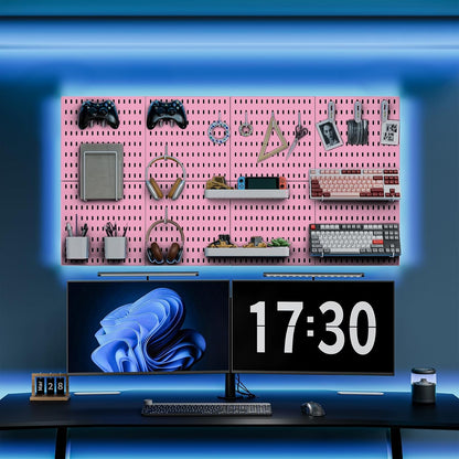 MULSAME Pegboard Combination Kit, Wall Mounted Storage Set with 8 Pegboards & 32 Accessories Hanging, White Peg Boards Organizer for Walls Display, Crafts Organization, Kitchen Organizer, 22" x 44"