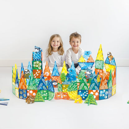 MEGAGONTILES Marble Run Magnetic Tiles Set 120PCS | STEM-Authenticated Magnetic Building Blocks with Marble Track Pieces | Educational Construction Toy for Kids Ages 3–8 (Boys & Girls)